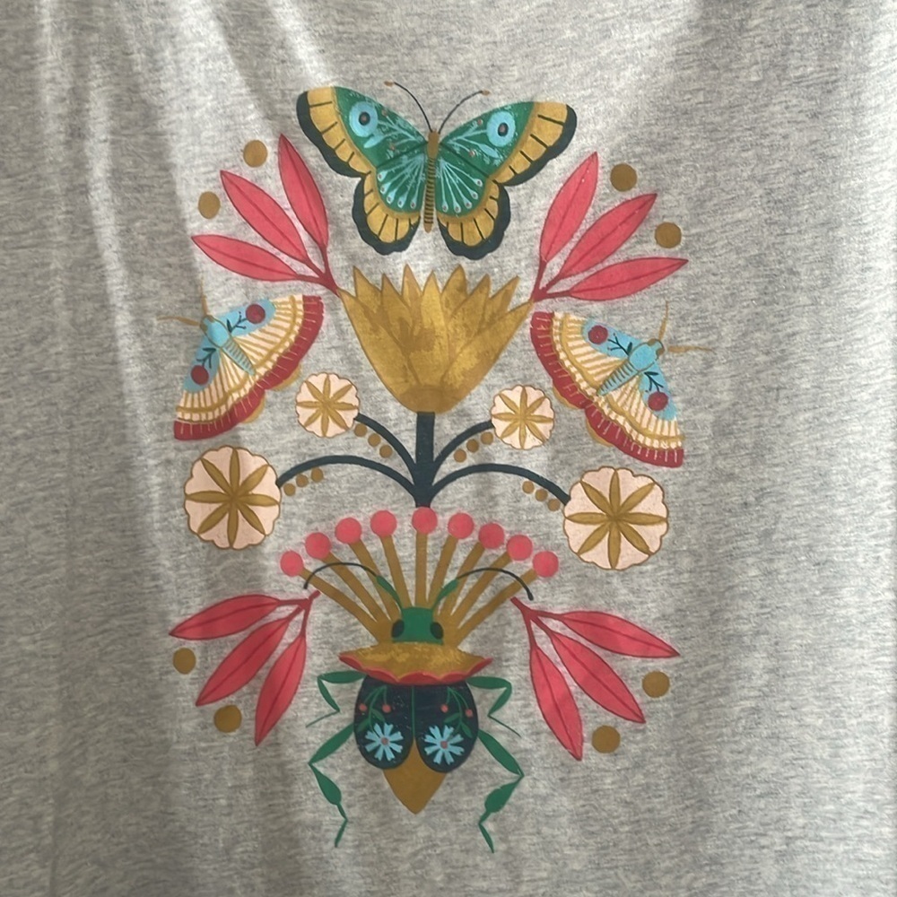 SOLD NWT ANTHROPOLOGIE Mary O’Malley RARE Butterfly Oversized Tee M/L - Picture 4 of 9